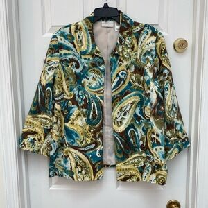 Alfred Dunner Blue and Green Paisley Jacket - 18